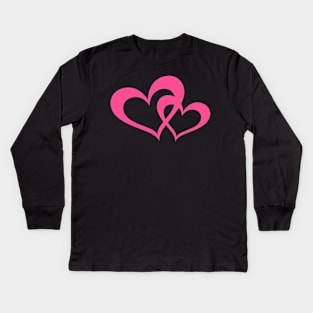 Two Pink Hearts Kids Long Sleeve T-Shirt